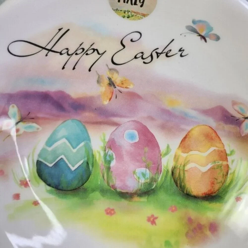 Ceramica Cuore Serving Bowl Italian Colorful Easter Egg Butterfly‎ Snack Server
